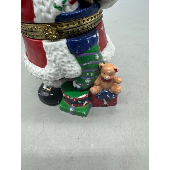 VTG. 1998 Porcelain Christmas Santa Claus 7" Hinged Trinket Box Figurine READ - Picture 2 of 8